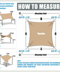 Instruction diagram for installing Backyard Go To 16 By 20 Beige Rectangle Sun Shade Sail Canopy Awning With UPF50 Plus Protection.