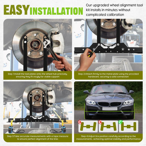 Pro Wheel Alignment Tool Plates Kit For Quick Front End Toe Check With Slick Slip On Brake Caliper Adapters steps for easy installation.