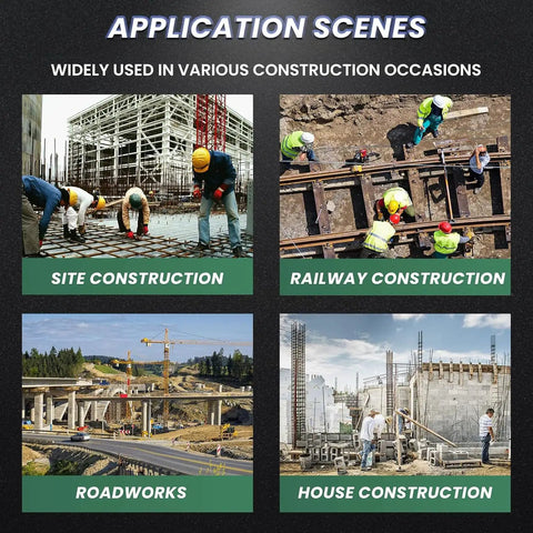 Application scenes: site, railway, roadworks, house construction with Automatic Hydraulic Rebar Cutter With Electric Steel Rope Cutting Tool 4-20mm Range.