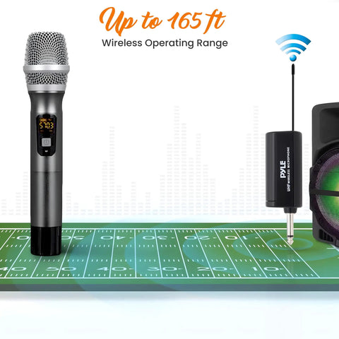 UHF Wireless Microphone System Kit Portable Pro Battery Operated Handheld Dynamic Cordless Transmitter Set With USB Receiver