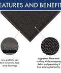 Prelude 3x6 Indoor Outdoor Entrance Mat For Heavy Traffic, Crush Resistant Coarse Loop Fibers Detail and Features