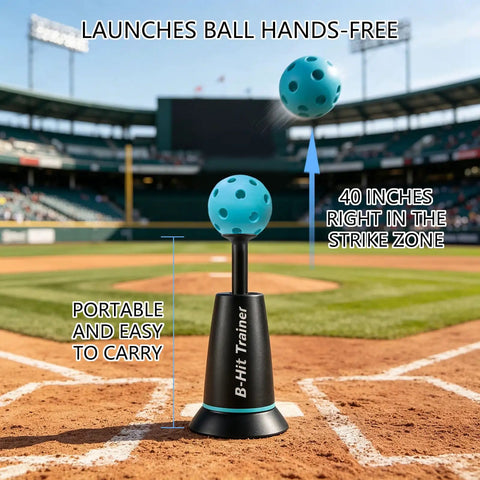 Baseball Batting Trainer Machine With Metal Frame For All Skill Levels And Ages Auto Throw Realistic Ball Launch Durable Training Kit For Solo Practice And Team Drills, portable 40-inch height
