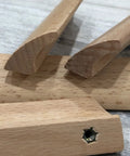 Unfinished Beech Wood Furniture Pulls Set Of 10 Paintable Wooden Cupboard And Drawer Handles Two Hole Design close-up