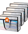 Roomy Clear Storage Sacks, Heavy Duty 60L Zippered Packing Bags For Seasonal Clothes And Bedding, 4 pack of transparent bags.