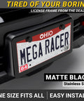 Slim Matte Black License Plate Frames 2 Pack, Rust Free Stainless Steel, Rattle Free Design, attached to car bumper