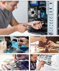 Real Deal Precision Screwdriver Set Featuring 124 Tools Including 101 Driver Bits For Slick Electronics Mobile Phone Laptop And Gaming Console Repairs Built Tough For Quick Fixes in use on various gadgets.