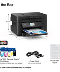 Go To All In One Wireless Printer For Home Office With Scan Copy Fax Auto Document Feeder And Auto Two Sided Printing Two Point Four Inch Touchscreen Display 150 Sheet Tray And Ethernet Black with included accessories