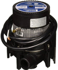 No Sweat Heavy Duty Circulation Pump With One Inch Barb Fittings And Four Foot Bare Cord, black body with power cord, side view.