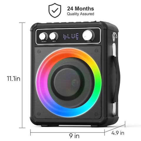 All In One Karaoke System With Two Wireless Microphones Portable Bluetooth Speaker For Home Parties And Outdoor Travel Bluetooth Five Point Two Stable Connection USB TF AUX Inputs Karaoke Player PA System And Guitar Amplifier