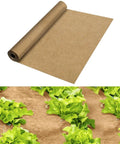 Biodegradable Garden Weed Barrier Paper Roll For Outdoor Gardens And Lawns, Thickened Tear Resistant Landscape Paper, Heavy Duty Mulch Mat For Weed Control, 3 X 100 Ft, front view of roll and installed in garden with plants