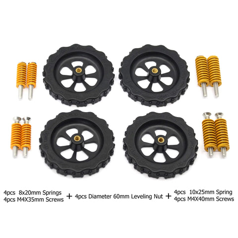 4 Pack Upgraded Hand Twist Leveling Nuts For 3D Printer Heated Bed Knobs Compatible With Ender 3 Pro And Cr 10 Series, black plastic and brass.