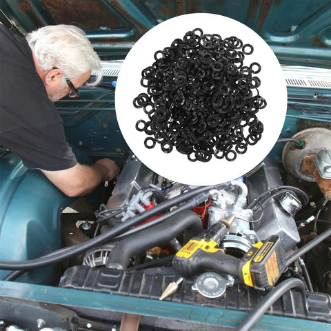 Heavy Duty Spring Metal Wave Washers Kit 500 Pieces 4x8x0.3mm Wave Gaskets For Machine Screws And Bolts Industrial Fasteners Prevent Loosening Absorb Vibration And Even Load Distribution In DIY And Pro Shops, black washers in engine bay