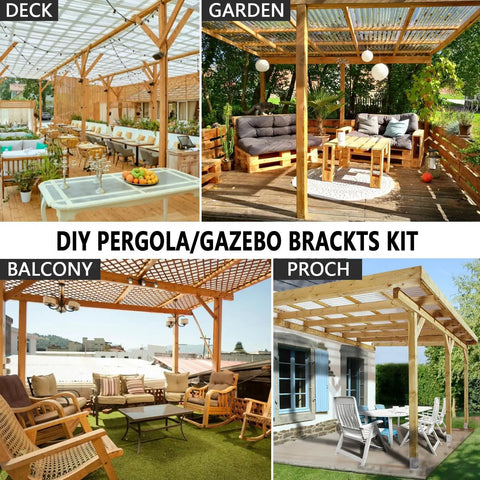Three Way T Shape Pergola Bracket Kit With Screws For 3.5 Inch Square 4x4 Wood Beams Fit Patio Gazebo Log Cabin Hardware Heavy Duty Steel Rust Resistant Matte Black Finish