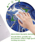 Using a luxury blue gold marble round mouse pad with non slip rubber base and stitched edge for smooth glide tracking