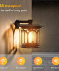 Lit Two Pack Solar Wall Lights Outdoor With Motion Sensor And Dusk To Dawn Waterproof Lantern Sconces 3 Lighting Modes
