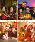 Families celebrating with 14 Pack Solar Torches With Flickering Flames 12 LED Outdoor Tiki Torch Lights for holiday decor