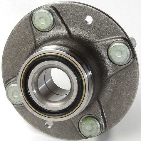 Front Wheel Bearing And Hub Assembly Straight Bolt On Swap For Mazda Miata 1990 To 2005, showing sealed bearing and metallic finish.