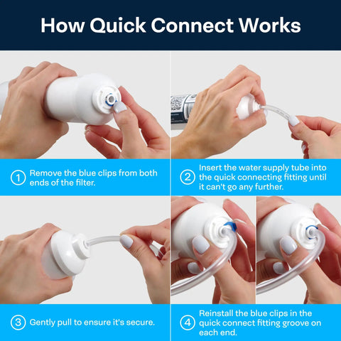 How Quick Connect works for Inline Sediment Water Filter With One Quarter Inch Quick Connect For Fridges And Ice Makers.