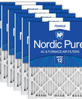 Pleated MERV 12 Air Filters 24x24x1 Inches, Actual Size 23.38 x 23.38 x 0.75, 6 Pack showing Nordic Pure branding