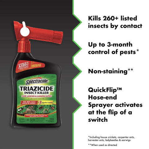 Triazicide Insect Killer For Lawns And Landscapes Concentrate 32 Ounces QuickFlip Hose End Sprayer 3 Pack bottle