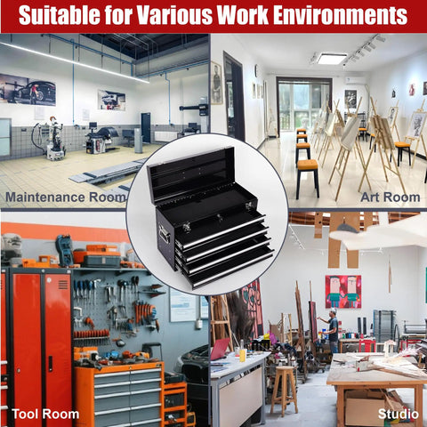 Heavy Duty 21 Inch Freestanding Tool Chest With Auto Locking Ball Bearing Slides in various work environments, versatile storage solution.