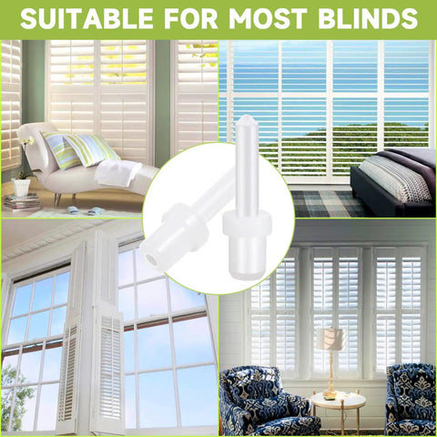 Top Shelf Window And Shutter Repair Kit With Sixty Badass Plastic Pins Spring Locks And Clips Quick Install For Blinds And Screens. White plastic clips shown with window blinds.