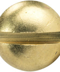 Top Shelf Heavy Duty Solid Brass Wood Screws Featuring Round Head Slotted Drive And Partially Threaded Design Built Tough For Everyday Carpentry Arrives Ready To Roll In A Sweet Pack Of Twenty Five Pieces - close-up view of a round brass head screw.