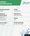 Switch Mate Piggyback Variable Level Float Switch 13 Amp 115 Volt product specifications showing weight and dimensions