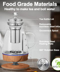 Glass Electric Kettle With Removable Stainless Steel Infuser 1 Liter Dual Purpose For Tea Coffee And Hot Water Auto Shut Off Boil Dry Protection BPA Free Easy Pour Design