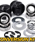 HD Switch Front Wheel Bearing Bushing To Bearing Conversion Kit For Lawn Mowers And Garden Tractors, Beefed Up shown with parts