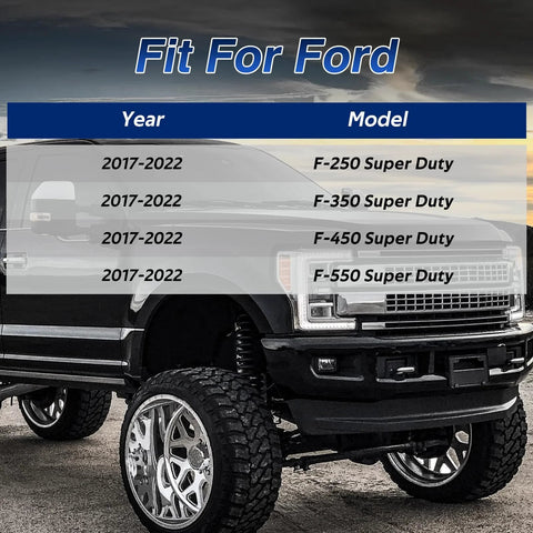 EVRBUL tailgate upper rubber bumper set, front view, for Ford F-250/F-350/F-450/F-550 Super Duty, LH & RH.
