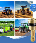 Beefed Up PTO Extender Adapter 1-3/8 Inch 6 Spline Quick Connect Male To Female Shaft Extension displayed with farm tractors.
