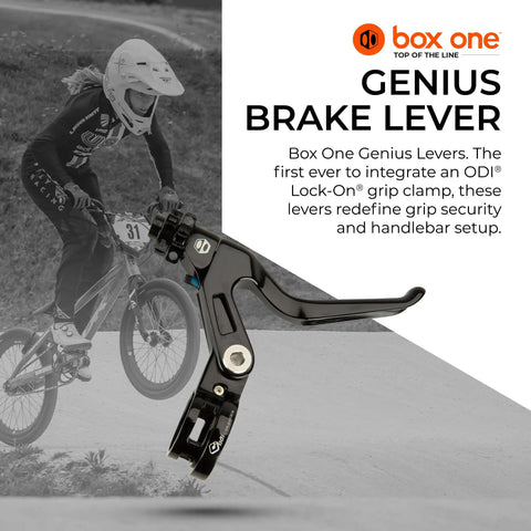 Genius BMX Short Reach Brake Lever With Lock On Clamp Adjustable Reach For Precision Control And Safety, side view.