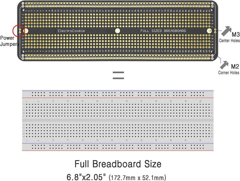Diagram of Large PCB Prototype Board Kit With Solderable Breadboards For Electronics Projects Gold Plated 6 Pack Black