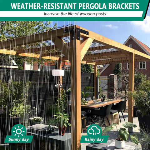 Flat L Shaped Pergola Brackets 10 x 10 Inch Heavy Duty Mending Plates For 4x4 Or 6x6 Lumber Gazebo Porch Truss Framing And Log Cabins 4 Pack Ideal For Outdoor Construction Projects Like Pergolas Sheds Gazebos And Home Improvement