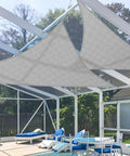 Right Triangle Sun Shade Sail For Patio And Backyard Must Have, UV Resistant And Breathable 180GSM HDPE installed above patio