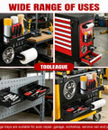 Rock Solid Magnetic Tool Organizer Trays With Soft Rubber Base Built Tough For Garage Workbenches, shown mounted with tools and storage.