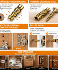 DIY Friendly Hinge Repair Kit With Screws And Expansion Anchors 6x14mm for Stripped Holes, installation steps, gold finish