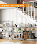 Adjustable 4 Tier Metal Wire Shelving Rolling Storage Rack With Heavy Duty Casters For Straight Up Quick Home Organization, split into two units.
