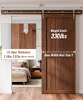 Rock Solid 5Ft Stainless Steel Sliding Barn Door Hardware Kit Running Smooth As Butter With Heavy Duty Track System No Sweat Install For Up To 30 Inch Single Wood Door with a 5ft track and wood door detail.