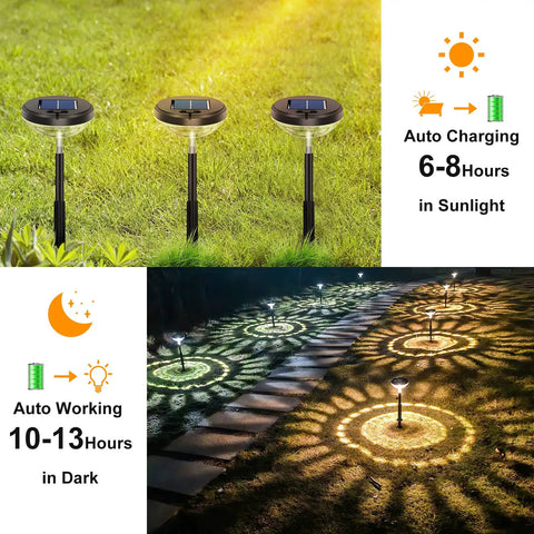 Eight Pack Solar Pathway Lights Outdoor LED Garden Lighting IP67 Waterproof Warm White And Cool White on grass and path