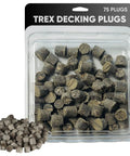 Premium 75 Count One Quarter Inch Deck Plug Insert Set With Enhanced Tide Pool Shade For Trex Composite Boards in packaging.