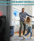Heavy Duty Adjustable Door Barricade Brackets Forged From Solid Steel To Firmly Lock Down Any Interior Door And Block Sneaky Intruders From Messing With Your Setup Today in use, blocking access.