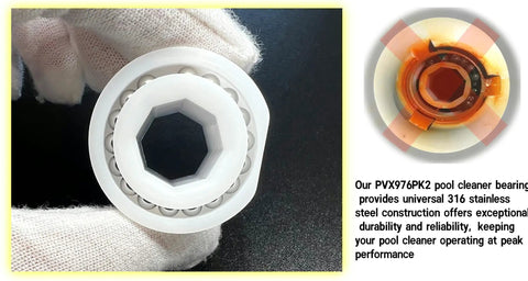 High Performance 316 Stainless Steel Pool Cleaner Wheel Bearings Replacement for 2 4 Wheel Systems, view of bearing inner structure.