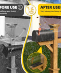Image comparing mailbox installation before and after using Heavy Duty Post Mount Mailbox Bracket For 4x4 Wood Or Hollow Posts Tough As Nails Built To Last Easy Install Mounting Plate With Bottom Mounting Holes Fits Most Post Mounted Mailboxes, showing increased stability with bracket.