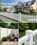 Snug As A Bug 4X4 Vinyl Fence Post Caps Set Of Six White Design showcased on picket and privacy fences with deck railings.