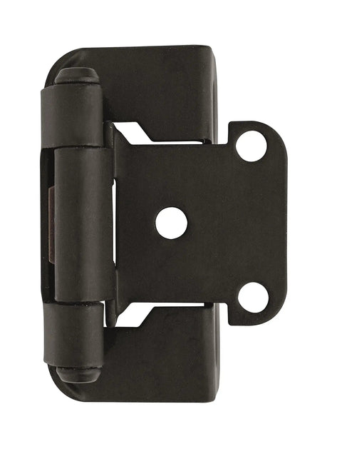 Premium Matte Black Partial Wrap Cabinet Hinges One Pair side view showcasing solid steel construction for kitchen doors.