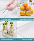 Smooth Spinning Lazy Susan Cabinet Organizer Bins For Kitchen 8 Pack wedge shape bin with handle, clear sides and non-slip bottom.