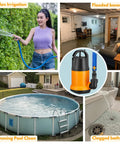 Powerful Submersible Water Pump With 25 Ft Hose Kit And 25 Ft Power Cord One And A Half HP 4000 GPH High Flow Utility Pump uses