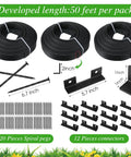 No Dig Landscape Edging Kit With Three 50 Ft Rolls, 120 Spikes, And 12 Connectors For Lawn, Driveway, Flower Beds And Play Areas, Mulch Barrier To Keep Grass In Place, 2 Inch Wide Edging, Black.